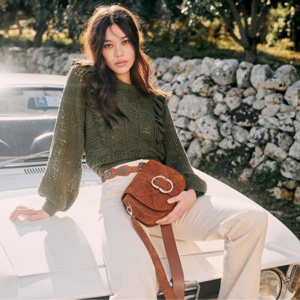 NWT - Sezane - Jodie Jumper - Khaki / Black - Small